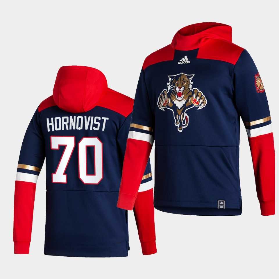 Men Florida Panthers 70 Hornqvist Blue NHL 2021 Adidas Pullover Hoodie Jersey